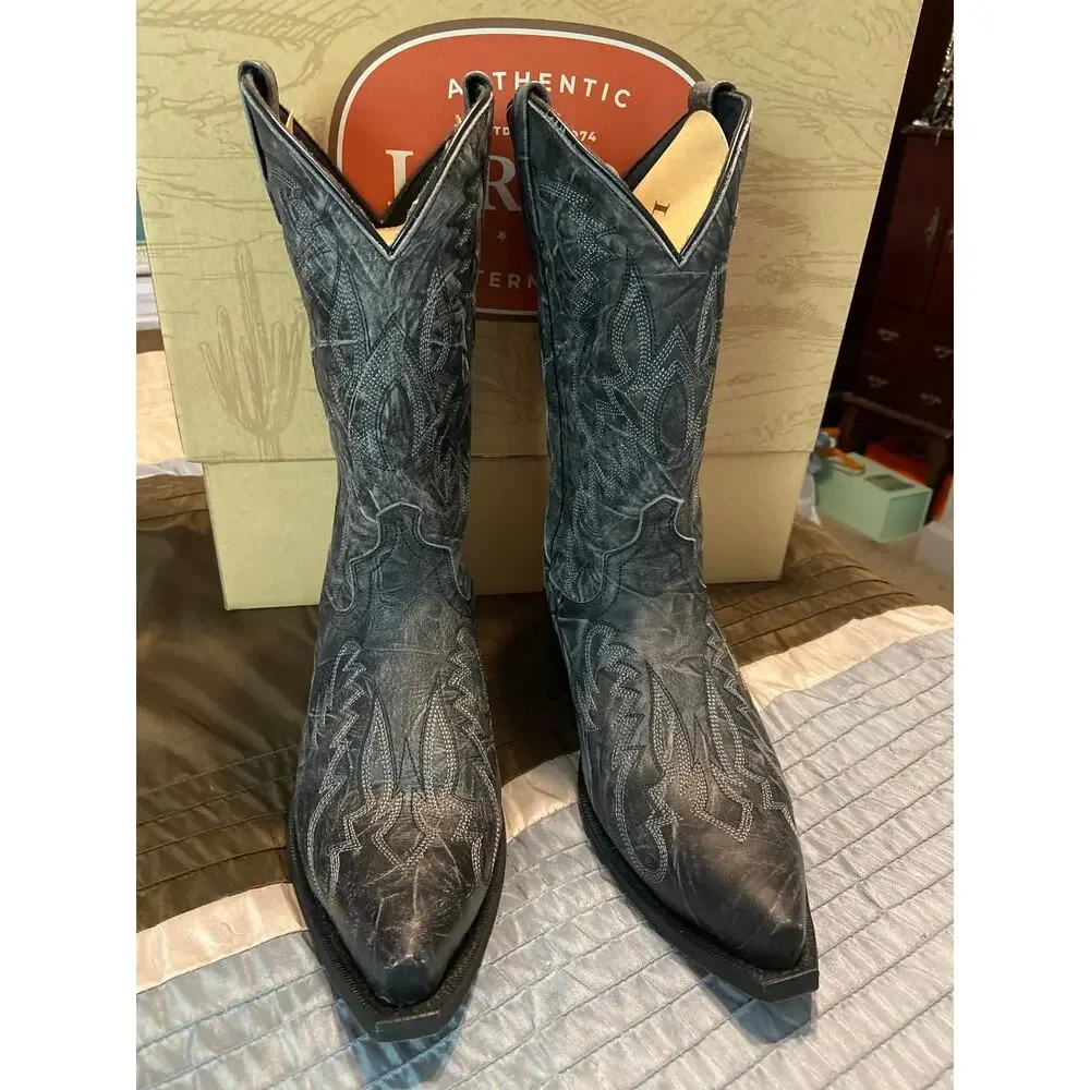 Laredo Men's Garrett 12 blk sanded fs vip snip cowboy boots size 10 EW